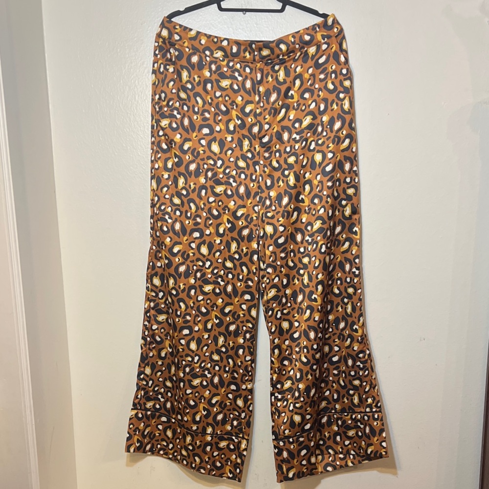 Express x Lady Gang Leopard Print Wide-Leg Silky Pants - Size 14 XL